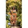 image:imageGypsie Blu Womens Plus Size Printed Caftan Maxi Dress Beach Cover Up Summer Dress VNeck Kimono Sleeve Lounge WearLight Blush Pink