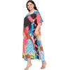image:imageGypsie Blu Womens Plus Size Printed Caftan Maxi Dress Beach Cover Up Summer Dress VNeck Kimono Sleeve Lounge WearMulticolour Lady Print
