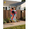 image:imageGypsie Blu Womens Plus Size Printed Caftan Maxi Dress Beach Cover Up Summer Dress VNeck Kimono Sleeve Lounge WearMulticolour Lady Print