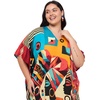 image:imageGypsie Blu Womens Plus Size Printed Caftan Maxi Dress Beach Cover Up Summer Dress VNeck Kimono Sleeve Lounge WearMustard Yellow  Brick Red