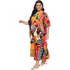 image:imageGypsie Blu Womens Plus Size Printed Caftan Maxi Dress Beach Cover Up Summer Dress VNeck Kimono Sleeve Lounge WearMustard Yellow  Brick Red