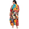 image:imageGypsie Blu Womens Plus Size Printed Caftan Maxi Dress Beach Cover Up Summer Dress VNeck Kimono Sleeve Lounge WearMustard Yellow  Brick Red