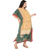 image:imageGypsie Blu Womens Plus Size Printed Caftan Maxi Dress Beach Cover Up Summer Dress VNeck Kimono Sleeve Lounge WearMustard Yellow  Dark Green