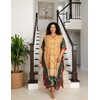image:imageGypsie Blu Womens Plus Size Printed Caftan Maxi Dress Beach Cover Up Summer Dress VNeck Kimono Sleeve Lounge WearMustard Yellow  Dark Green