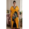 image:imageGypsie Blu Womens Plus Size Printed Caftan Maxi Dress Beach Cover Up Summer Dress VNeck Kimono Sleeve Lounge WearMustard Yellow Lady