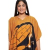 image:imageGypsie Blu Womens Plus Size Printed Caftan Maxi Dress Beach Cover Up Summer Dress VNeck Kimono Sleeve Lounge WearMusted Orange
