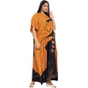 image:imageGypsie Blu Womens Plus Size Printed Caftan Maxi Dress Beach Cover Up Summer Dress VNeck Kimono Sleeve Lounge WearMusted Orange