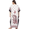image:imageGypsie Blu Womens Plus Size Printed Caftan Maxi Dress Beach Cover Up Summer Dress VNeck Kimono Sleeve Lounge WearOffwhite