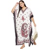image:imageGypsie Blu Womens Plus Size Printed Caftan Maxi Dress Beach Cover Up Summer Dress VNeck Kimono Sleeve Lounge WearOffwhite