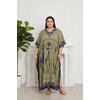 image:imageGypsie Blu Womens Plus Size Printed Caftan Maxi Dress Beach Cover Up Summer Dress VNeck Kimono Sleeve Lounge WearOlive Green
