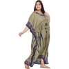 image:imageGypsie Blu Womens Plus Size Printed Caftan Maxi Dress Beach Cover Up Summer Dress VNeck Kimono Sleeve Lounge WearOlive Green