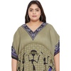 image:imageGypsie Blu Womens Plus Size Printed Caftan Maxi Dress Beach Cover Up Summer Dress VNeck Kimono Sleeve Lounge WearOlive Green