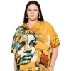 image:imageGypsie Blu Womens Plus Size Printed Caftan Maxi Dress Beach Cover Up Summer Dress VNeck Kimono Sleeve Lounge WearOrange