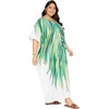 image:imageGypsie Blu Womens Plus Size Printed Caftan Maxi Dress Beach Cover Up Summer Dress VNeck Kimono Sleeve Lounge WearPure White