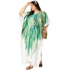 image:imageGypsie Blu Womens Plus Size Printed Caftan Maxi Dress Beach Cover Up Summer Dress VNeck Kimono Sleeve Lounge WearPure White