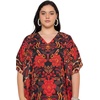 image:imageGypsie Blu Womens Plus Size Printed Caftan Maxi Dress Beach Cover Up Summer Dress VNeck Kimono Sleeve Lounge WearRed Floral