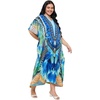 image:imageGypsie Blu Womens Plus Size Printed Caftan Maxi Dress Beach Cover Up Summer Dress VNeck Kimono Sleeve Lounge WearRoyal Blue