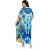 image:imageGypsie Blu Womens Plus Size Printed Caftan Maxi Dress Beach Cover Up Summer Dress VNeck Kimono Sleeve Lounge WearRoyal Blue