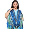 image:imageGypsie Blu Womens Plus Size Printed Caftan Maxi Dress Beach Cover Up Summer Dress VNeck Kimono Sleeve Lounge WearRoyal Blue