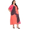 image:imageGypsie Blu Womens Plus Size Printed Caftan Maxi Dress Beach Cover Up Summer Dress VNeck Kimono Sleeve Lounge WearTangerinered