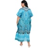 image:imageGypsie Blu Womens Plus Size Printed Caftan Maxi Dress Beach Cover Up Summer Dress VNeck Kimono Sleeve Lounge WearTurquoise Blue