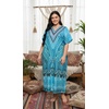 image:imageGypsie Blu Womens Plus Size Printed Caftan Maxi Dress Beach Cover Up Summer Dress VNeck Kimono Sleeve Lounge WearTurquoise Blue