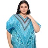 image:imageGypsie Blu Womens Plus Size Printed Caftan Maxi Dress Beach Cover Up Summer Dress VNeck Kimono Sleeve Lounge WearTurquoise Blue