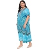 image:imageGypsie Blu Womens Plus Size Printed Caftan Maxi Dress Beach Cover Up Summer Dress VNeck Kimono Sleeve Lounge WearTurquoise Blue