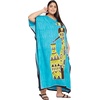image:imageGypsie Blu Womens Plus Size Printed Caftan Maxi Dress Beach Cover Up Summer Dress VNeck Kimono Sleeve Lounge WearTurquoise Lady Tribal