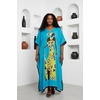 image:imageGypsie Blu Womens Plus Size Printed Caftan Maxi Dress Beach Cover Up Summer Dress VNeck Kimono Sleeve Lounge WearTurquoise Lady Tribal