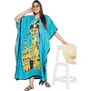 image:imageGypsie Blu Womens Plus Size Printed Caftan Maxi Dress Beach Cover Up Summer Dress VNeck Kimono Sleeve Lounge WearTurquoise Lady Tribal