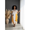 image:imageGypsie Blu Womens Plus Size Printed Caftan Maxi Dress Beach Cover Up Summer Dress VNeck Kimono Sleeve Lounge WearWhite  Mustard Yellow