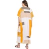 image:imageGypsie Blu Womens Plus Size Printed Caftan Maxi Dress Beach Cover Up Summer Dress VNeck Kimono Sleeve Lounge WearWhite  Mustard Yellow