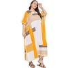 image:imageGypsie Blu Womens Plus Size Printed Caftan Maxi Dress Beach Cover Up Summer Dress VNeck Kimono Sleeve Lounge WearWhite  Mustard Yellow