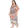 image:imageGypsie Blu Womens Plus Size Printed Caftan Maxi Dress Beach Cover Up Summer Dress VNeck Kimono Sleeve Lounge WearWhite