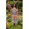 image:imageGypsie Blu Womens Plus Size Printed Caftan Maxi Dress Beach Cover Up Summer Dress VNeck Kimono Sleeve Lounge WearWhite