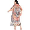 image:imageGypsie Blu Womens Plus Size Printed Caftan Maxi Dress Beach Cover Up Summer Dress VNeck Kimono Sleeve Lounge WearWhite