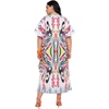 image:imageGypsie Blu Womens Plus Size Printed Caftan Maxi Dress Beach Cover Up Summer Dress VNeck Kimono Sleeve Lounge WearWhite Abstract