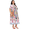 image:imageGypsie Blu Womens Plus Size Printed Caftan Maxi Dress Beach Cover Up Summer Dress VNeck Kimono Sleeve Lounge WearWhite Abstract