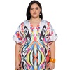 image:imageGypsie Blu Womens Plus Size Printed Caftan Maxi Dress Beach Cover Up Summer Dress VNeck Kimono Sleeve Lounge WearWhite Abstract