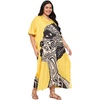 image:imageGypsie Blu Womens Plus Size Printed Caftan Maxi Dress Beach Cover Up Summer Dress VNeck Kimono Sleeve Lounge WearYellow