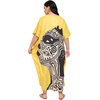 image:imageGypsie Blu Womens Plus Size Printed Caftan Maxi Dress Beach Cover Up Summer Dress VNeck Kimono Sleeve Lounge WearYellow