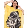 image:imageGypsie Blu Womens Plus Size Printed Caftan Maxi Dress Beach Cover Up Summer Dress VNeck Kimono Sleeve Lounge WearYellow