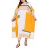 image:imageGypsie Blu Womens Plus Size Printed Caftan Maxi Dress Beach Cover Up Summer Dress VNeck Kimono Sleeve Lounge WearWhite  Mustard Yellow