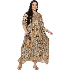 image:imageGypsie Blu Caftans for Women Plus Size Polyester Maxi Beach Dresses Bathing Suit Long Kaftan Swimsuit Coverup House DressBeige Animal