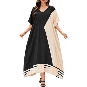 image:imageGypsie Blu Caftans for Women Plus Size Polyester Maxi Beach Dresses Bathing Suit Long Kaftan Swimsuit Coverup House DressBlack