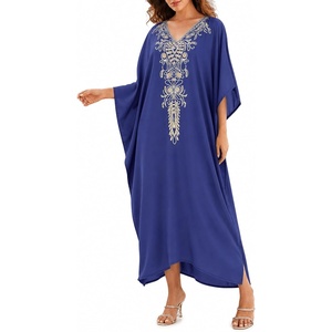 image:imageGypsie Blu Caftans for Women Plus Size Polyester Maxi Beach Dresses Bathing Suit Long Kaftan Swimsuit Coverup House DressDeep Royal Blue