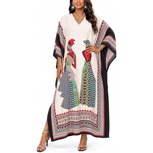 image:imageGypsie Blu Caftans for Women Plus Size Polyester Maxi Beach Dresses Bathing Suit Long Kaftan Swimsuit Coverup House DressLight Beige