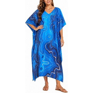 image:imageGypsie Blu Caftans for Women Plus Size Polyester Maxi Beach Dresses Bathing Suit Long Kaftan Swimsuit Coverup House DressRoyal Blue