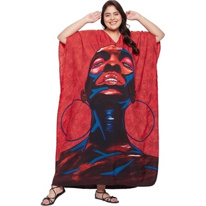 image:imageGypsie Blu Womens Plus Size Printed Caftan Maxi Dress Beach Cover Up Summer Dress VNeck Kimono Sleeve Lounge WearMulticoloured